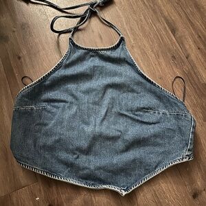 Zara Blue Denim Halter Top